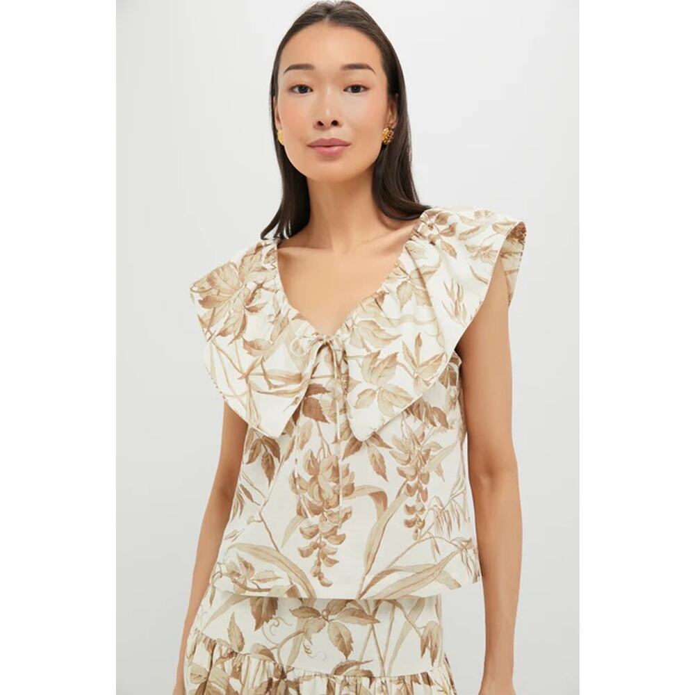TUCKERNUCK x STUDIO MCGEE Dune Breeze Cotton Linen Pearl Blouse Size XS NWT